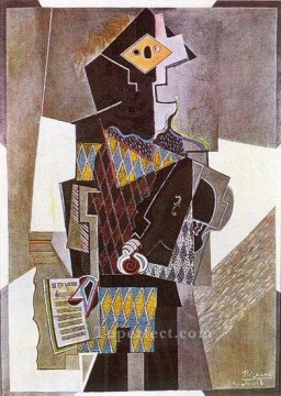 Pablo Picasso Painting - Arlequín en la guitarra Si quieres cubismo de 1918 Pablo Picasso